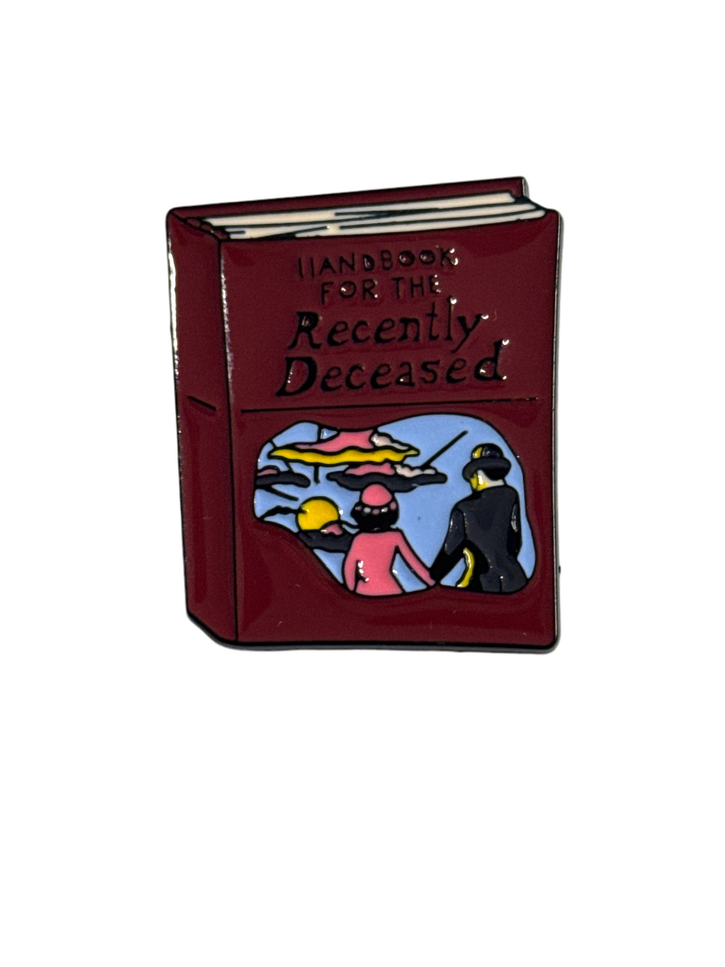 Handbook for the Recently Deceased Beetlejuice Enamel Pin