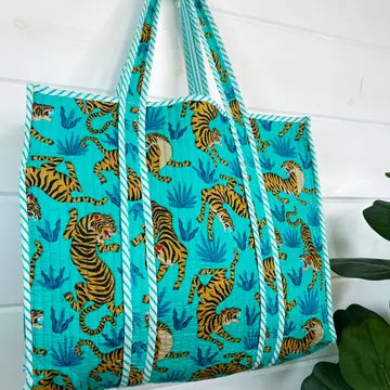 Quilted Tiger Tote Bags