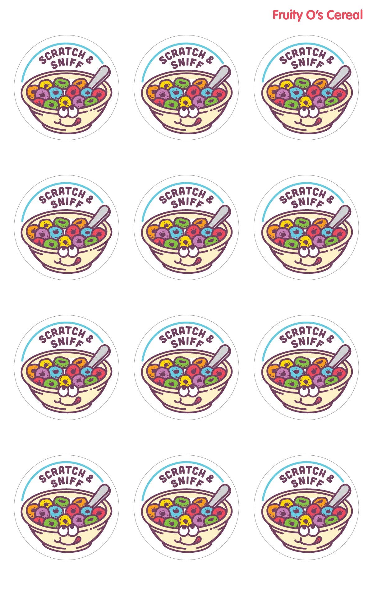 Fruity O's Cereal Scratch & Sniff Stickers