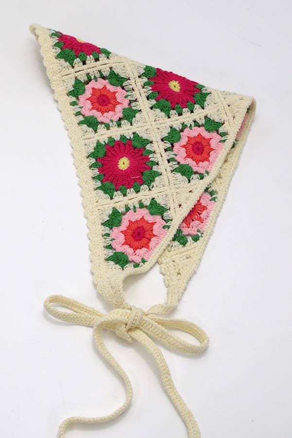 Ivory Floral Hair Scarf