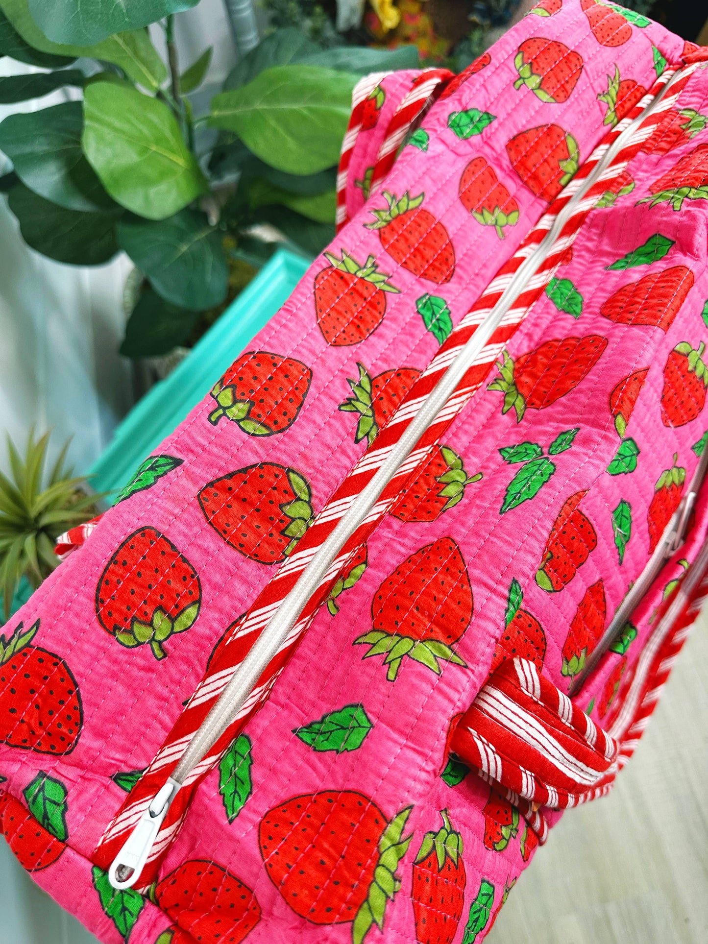 Strawberry Quilted Duffle Bag