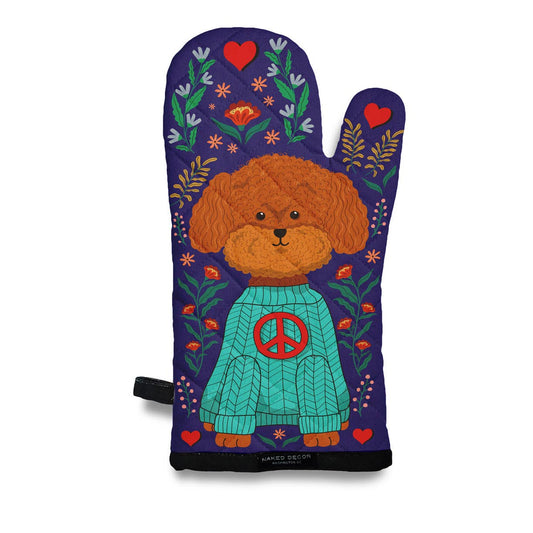 Peace Love POODLE Oven Mitt 