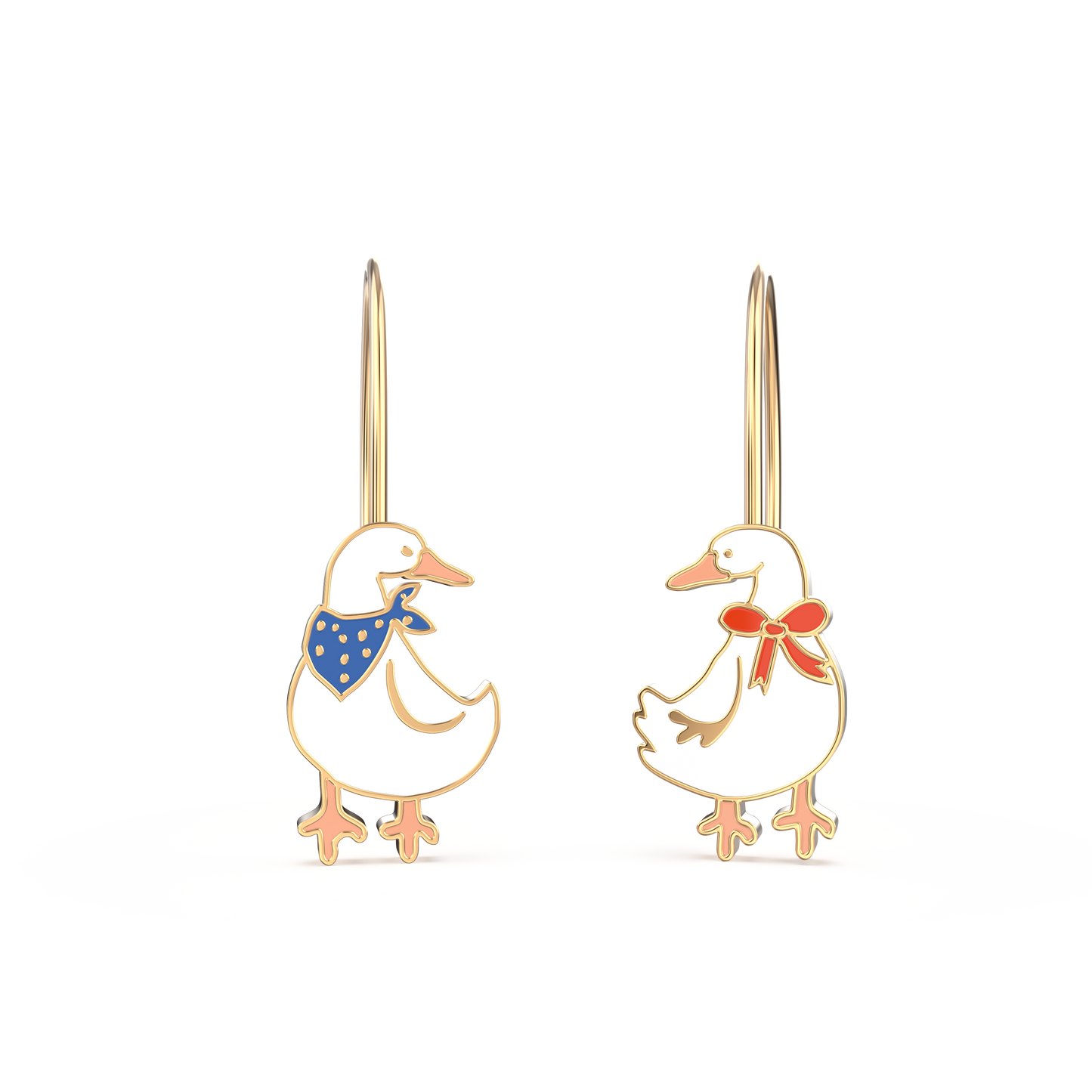 Duck Earrings - Gold Statement Jewelry - Animal Lover Gift