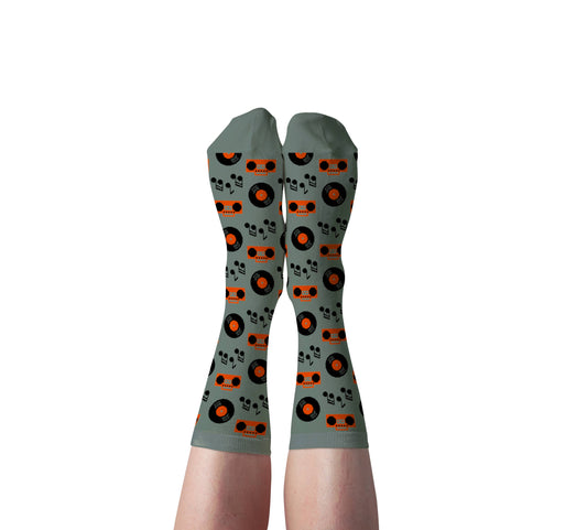 Vintage Vinyl Record Crew Socks