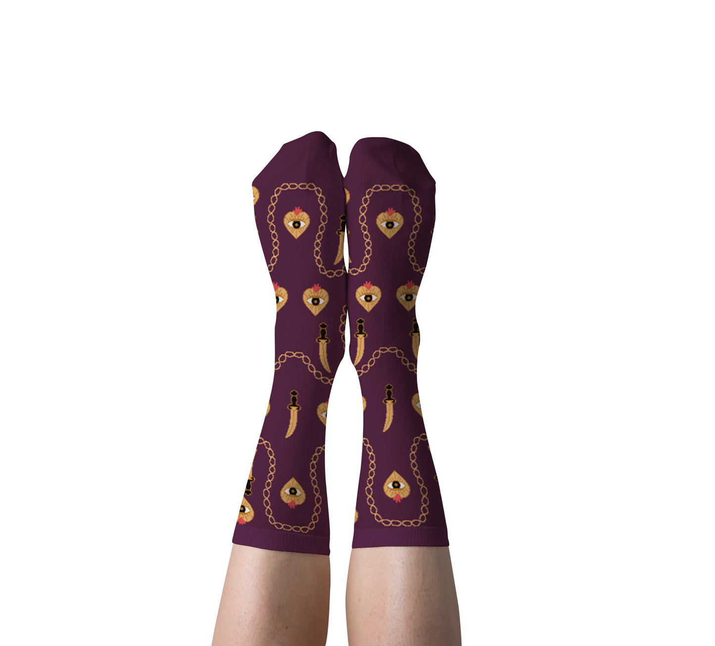 Heart & Dagger - Small Crew Socks - Edgy Witchy Gifts