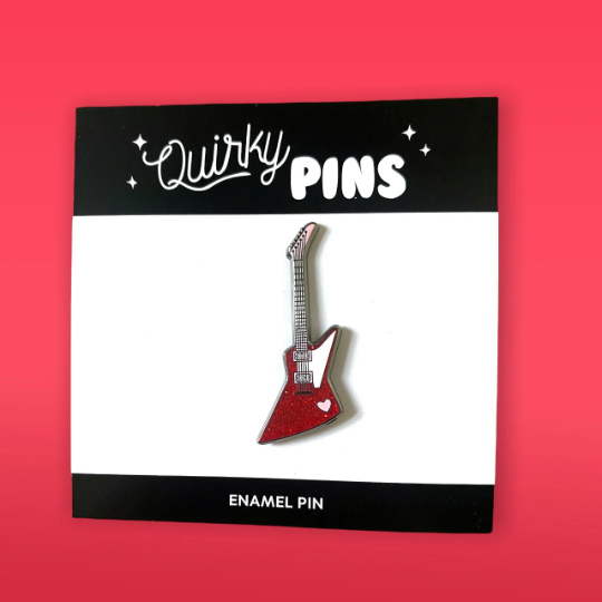 Glitter 80s Electric Guitar Enamel Pin