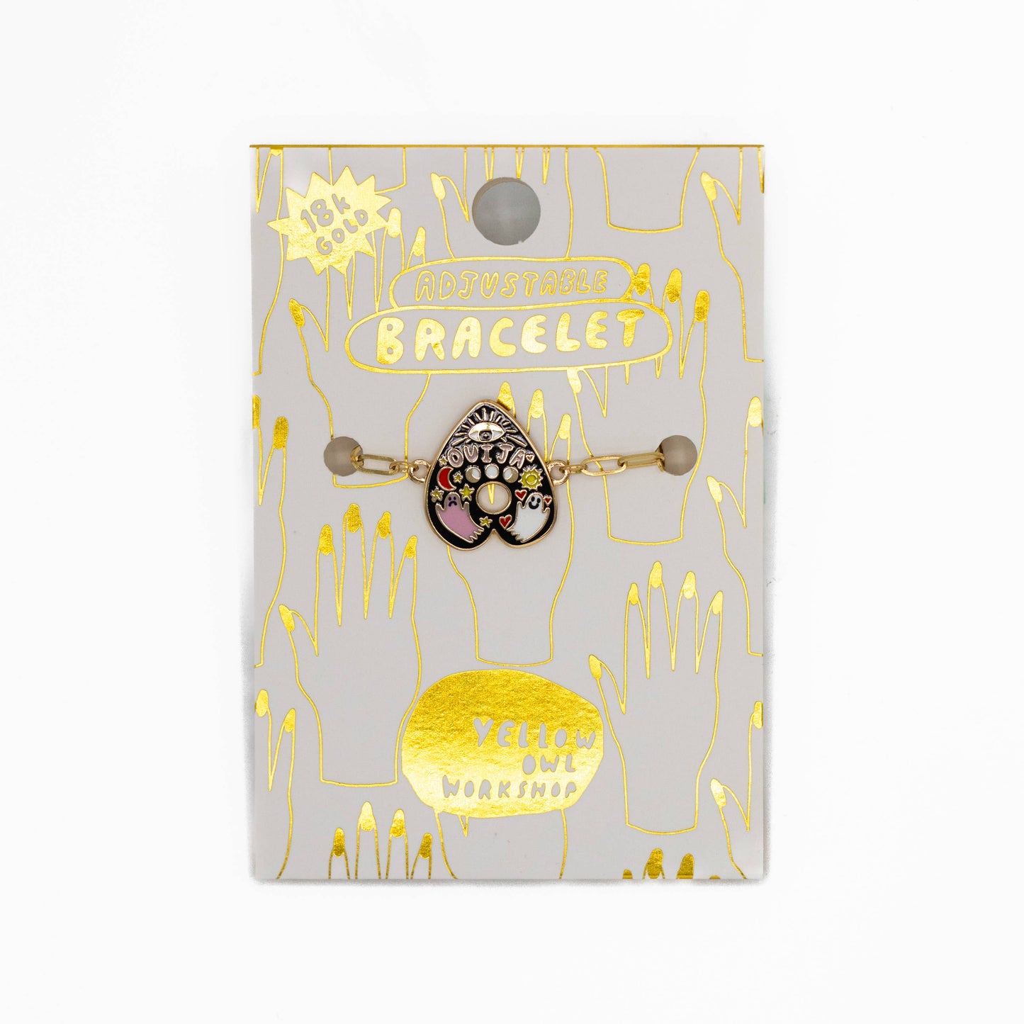 Ouija Bracelet - 18k Gold Gilt Enamel Halloween Jewelry