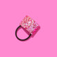 Pink + Silver Confetti Ponytail Holder