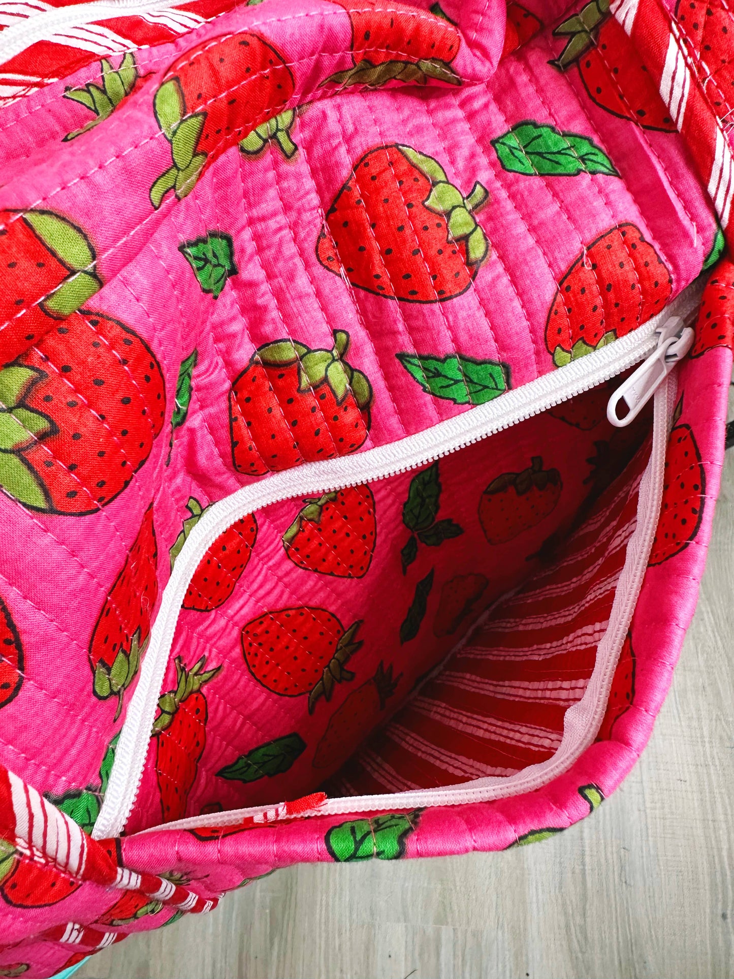 Strawberry Quilted Duffle Bag