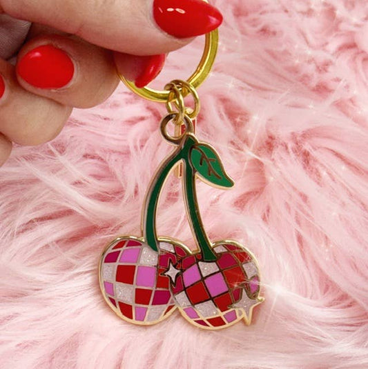 Disco Cherries Enamel Keychain