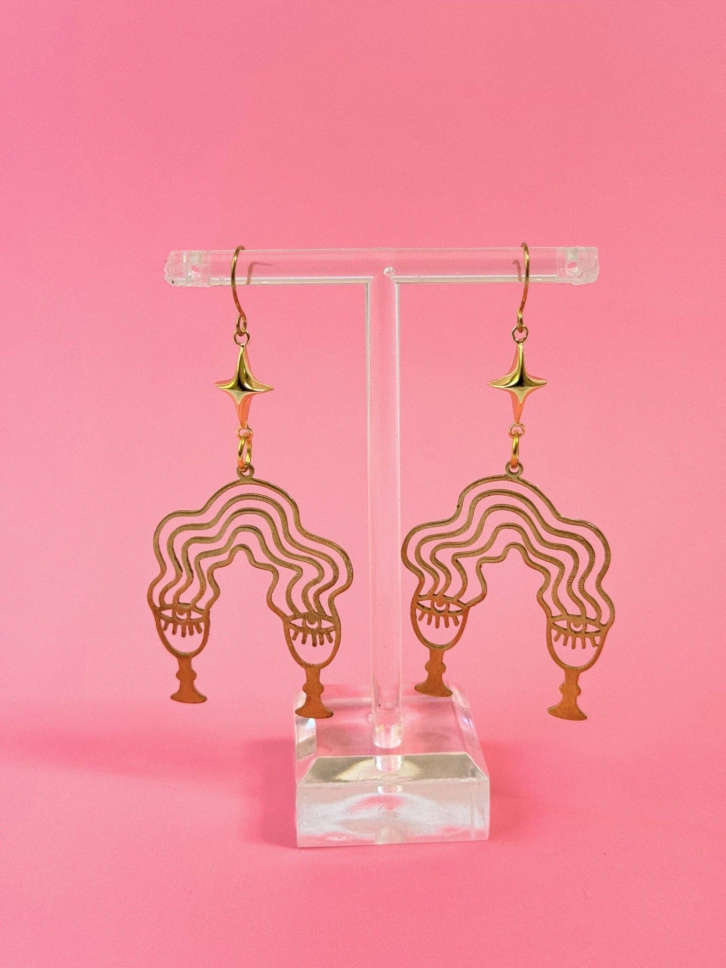 Abstract Organic Brass Dangle Earrings