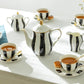 Black and White Scallop Fine Porcelain 11 Piece Tea Set