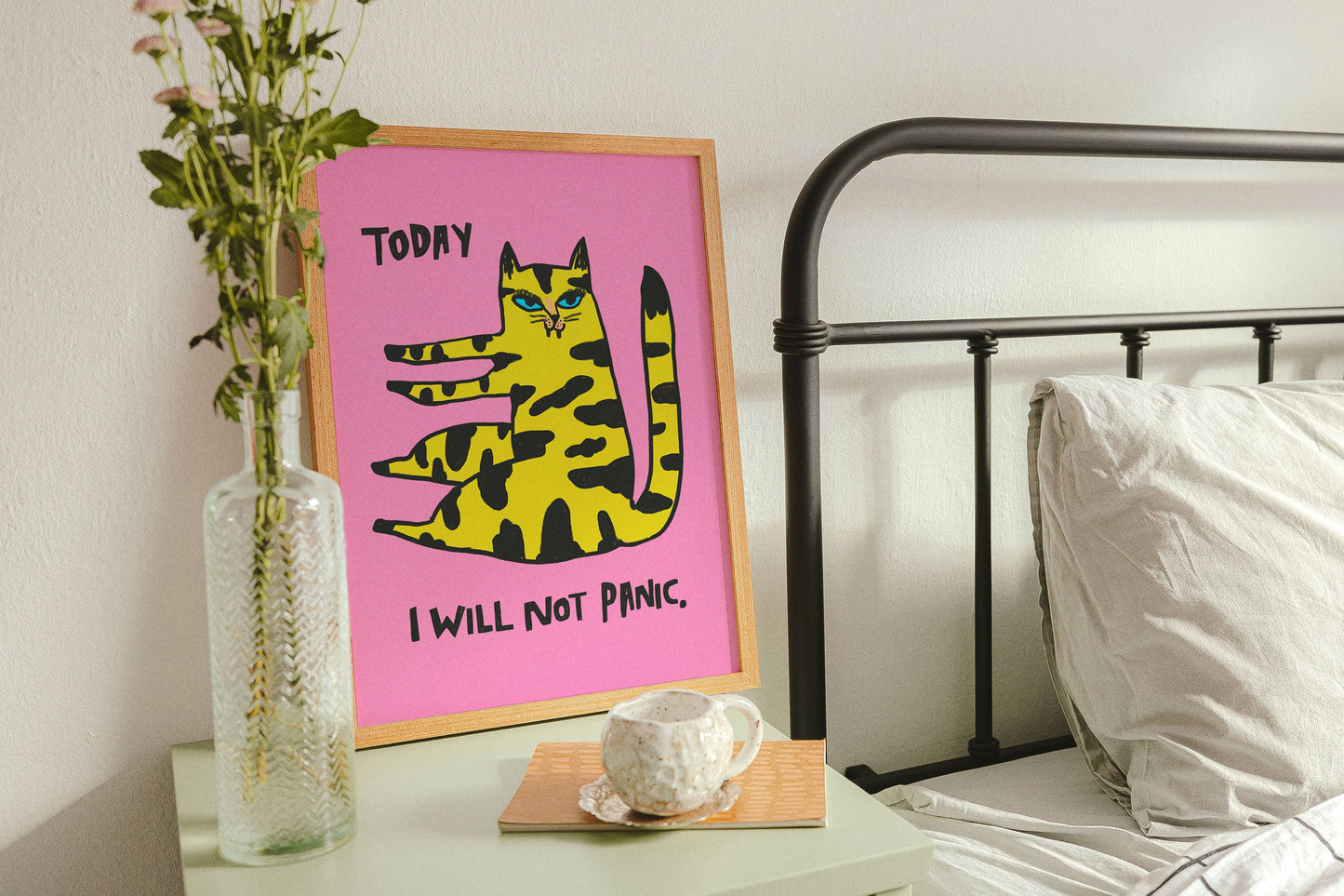 Today I Will Not Panic Art Print Pink 11 x 14