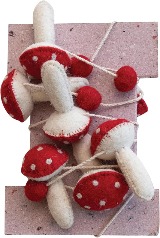 Wool Felt Mushroom Garland