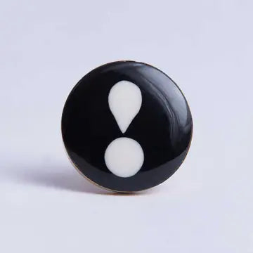 Exclamation Mark Knob Black/White Brass