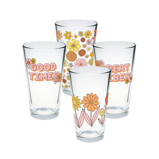 Flower Power Pint Glass Set