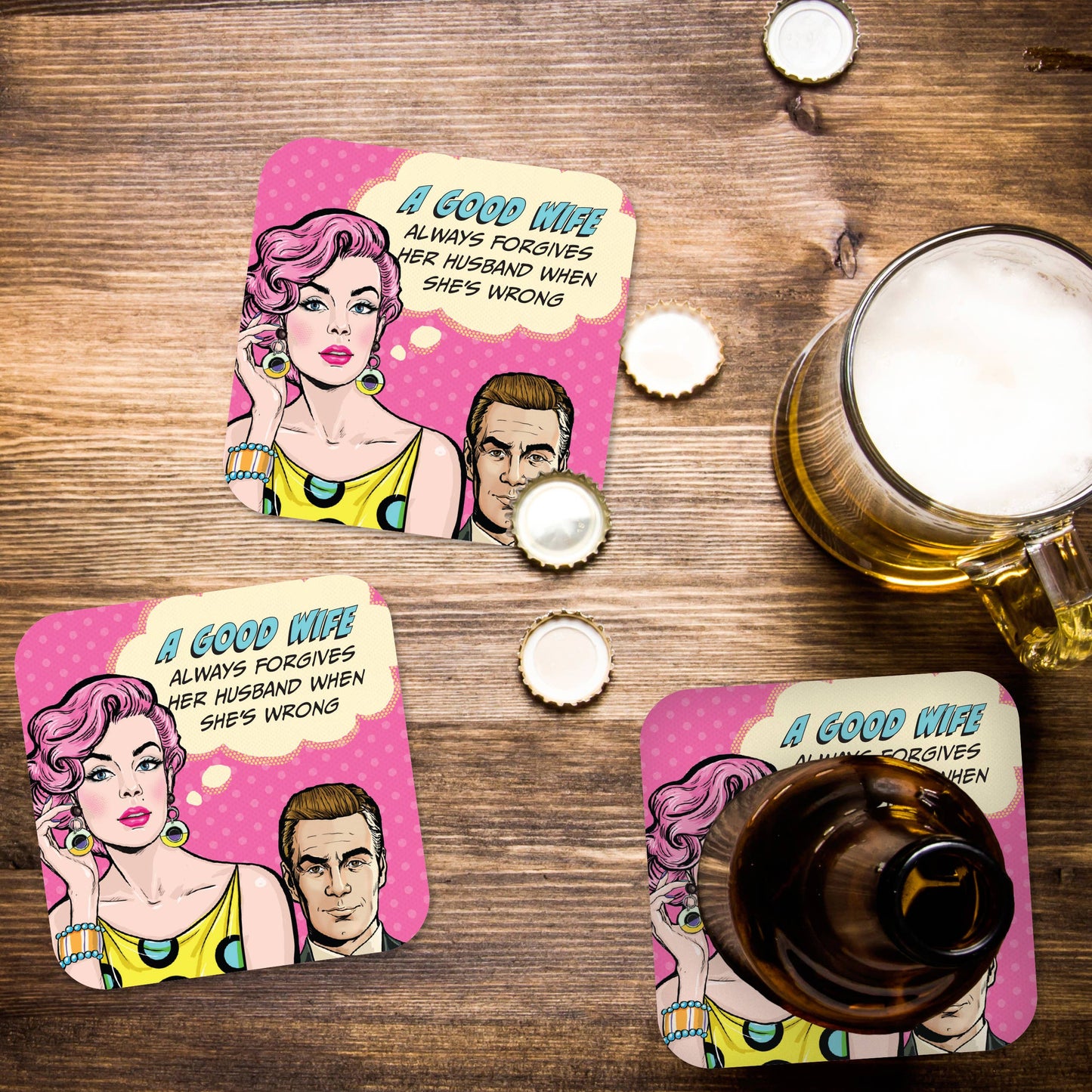 A Good Wife Forgives Her Husband Coaster Set