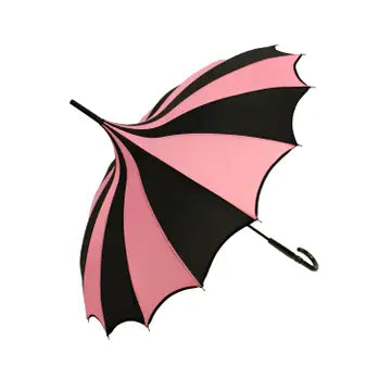 Batwing Pagoda Umbrella [Black/Pastel Pink Striped]