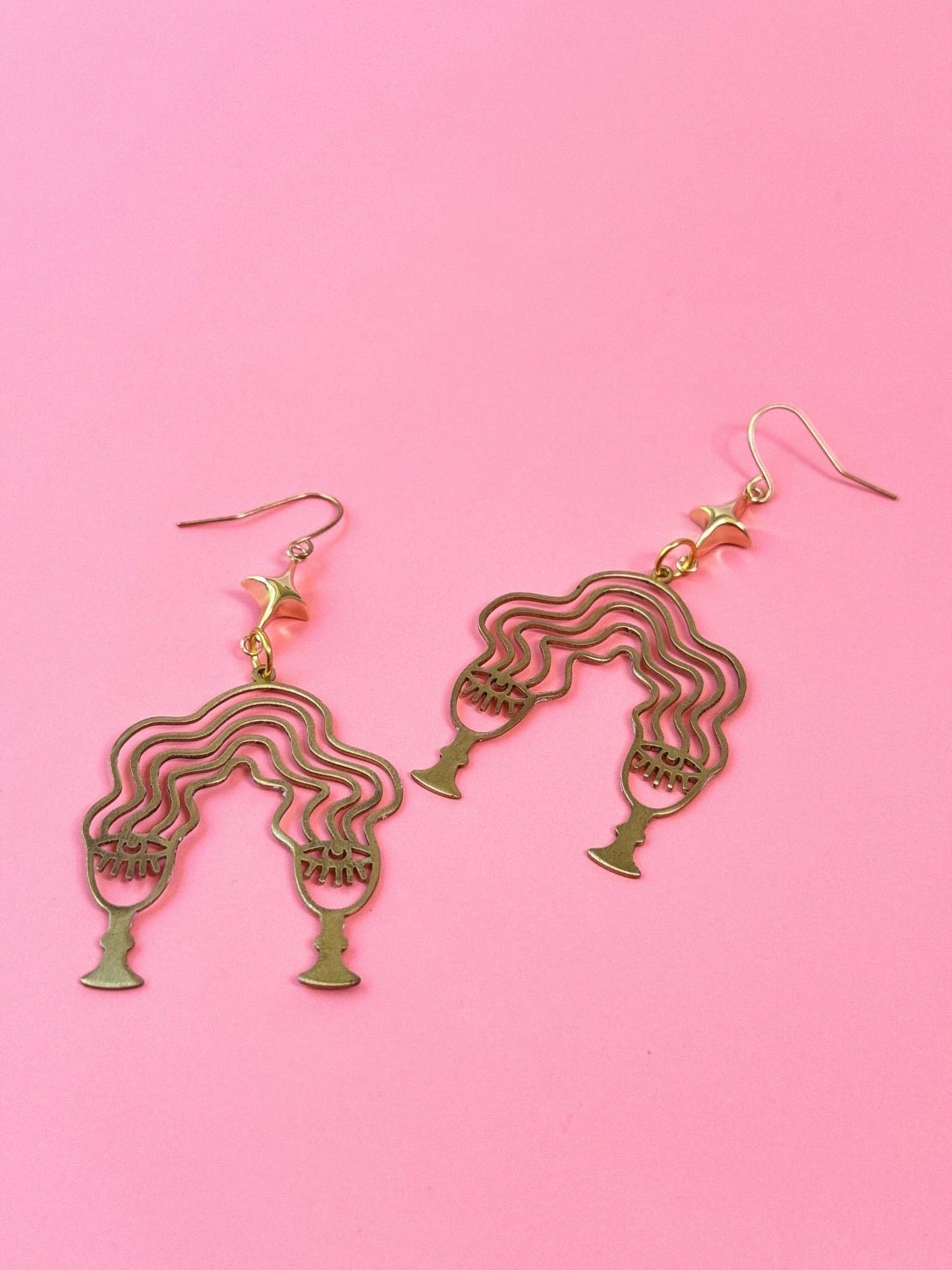 Abstract Organic Brass Dangle Earrings