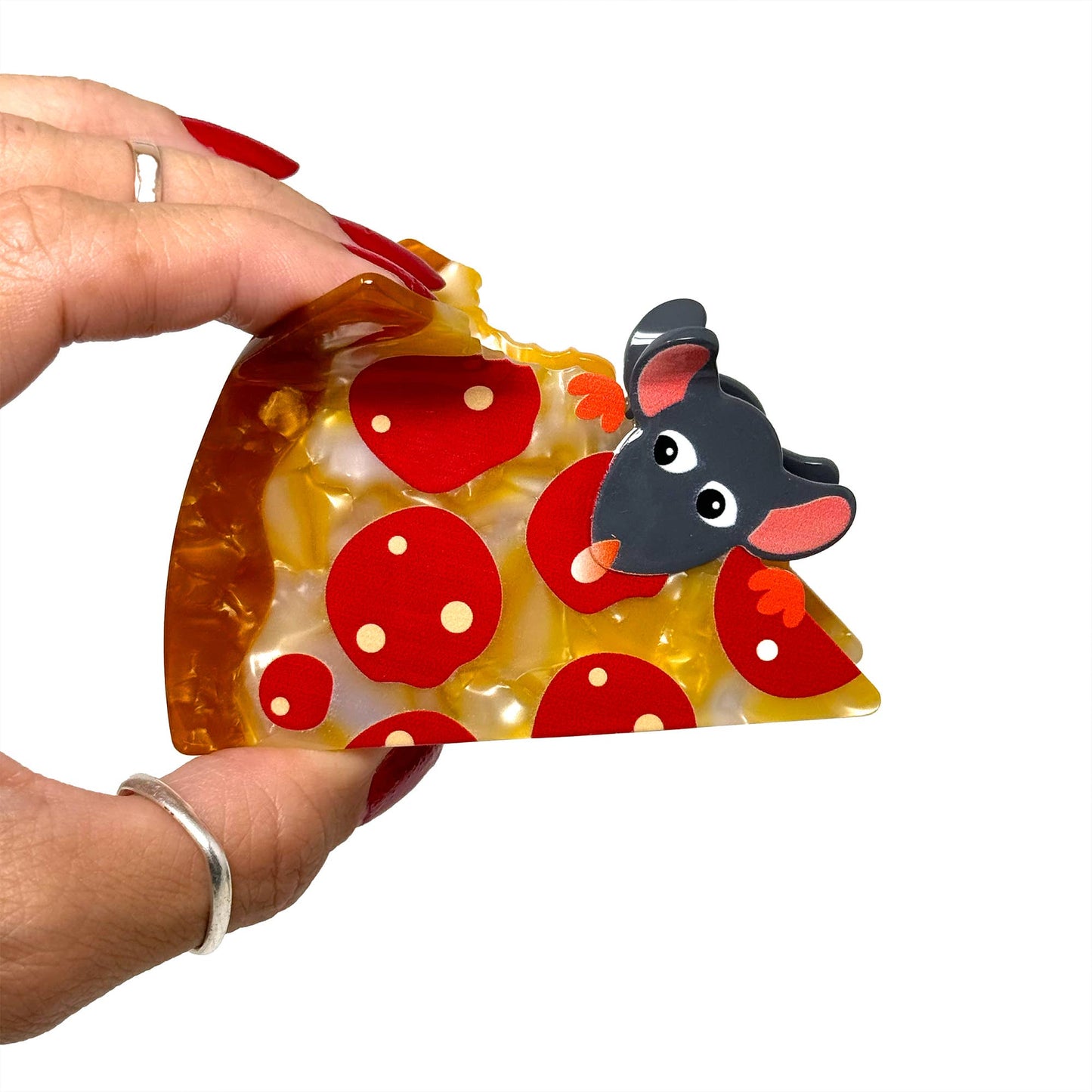 Pizza Rat Hair Claw Clip