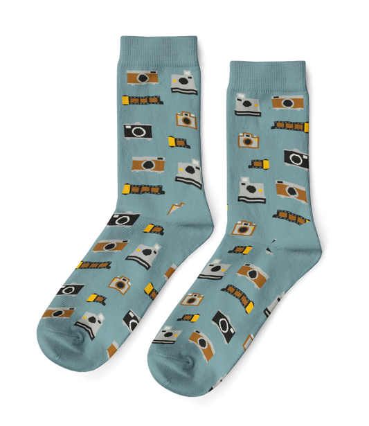 Vintage Camera Large Crew Socks