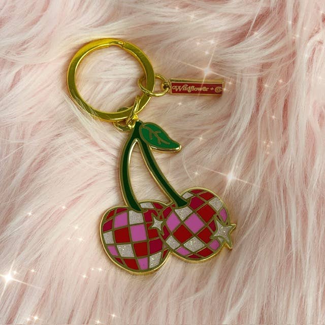 Disco Cherries Enamel Keychain