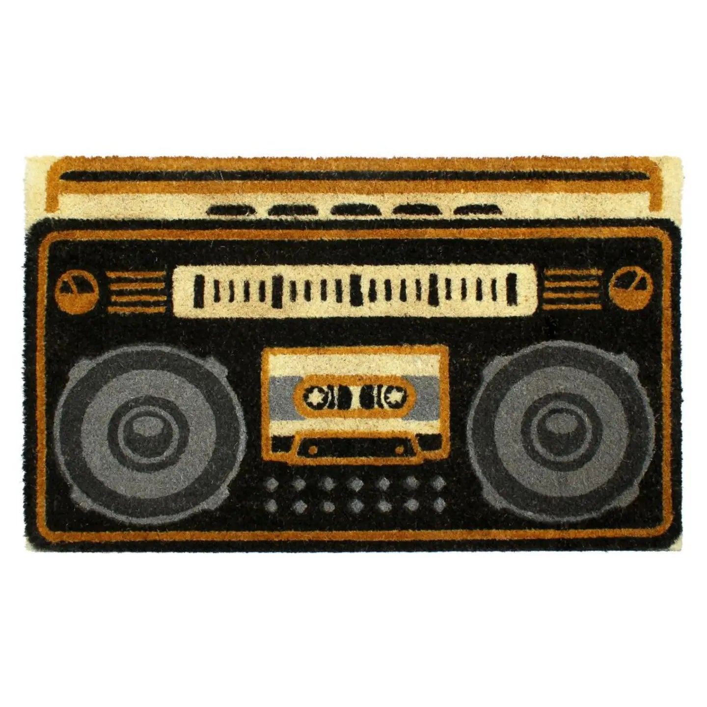 RugSmith Gray Machine Tufted Boombox Coir Doormat, 18" X 30"