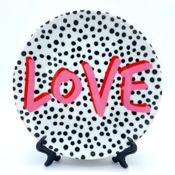 8 Inch Plate, Love Polka Dot By the 13 Prints