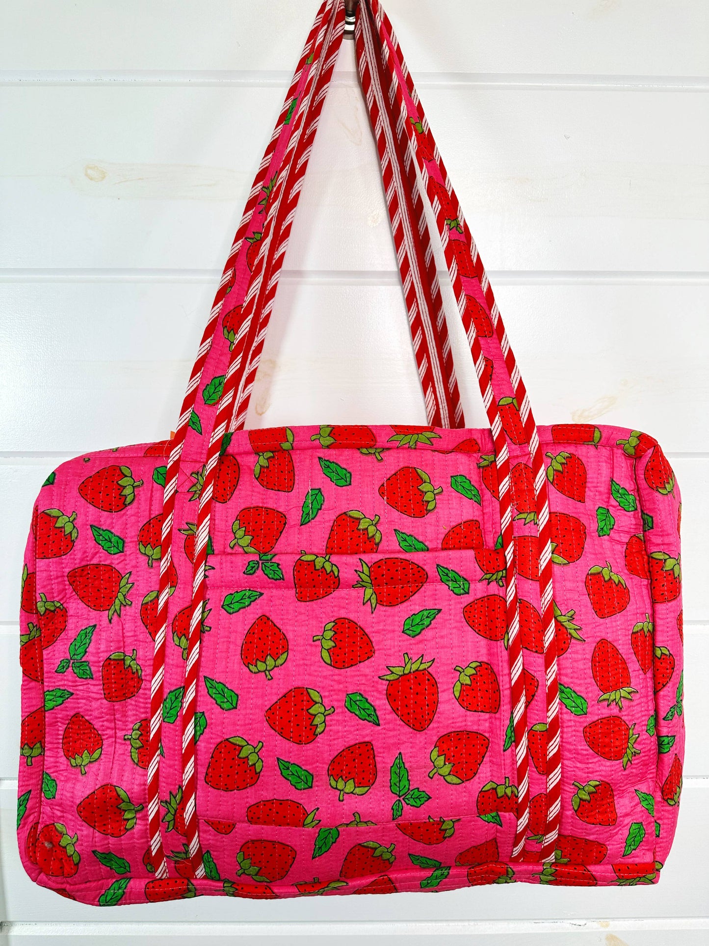 Strawberry Quilted Duffle Bag