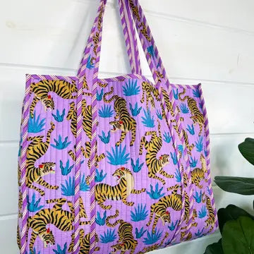 Quilted Tiger Tote Bags