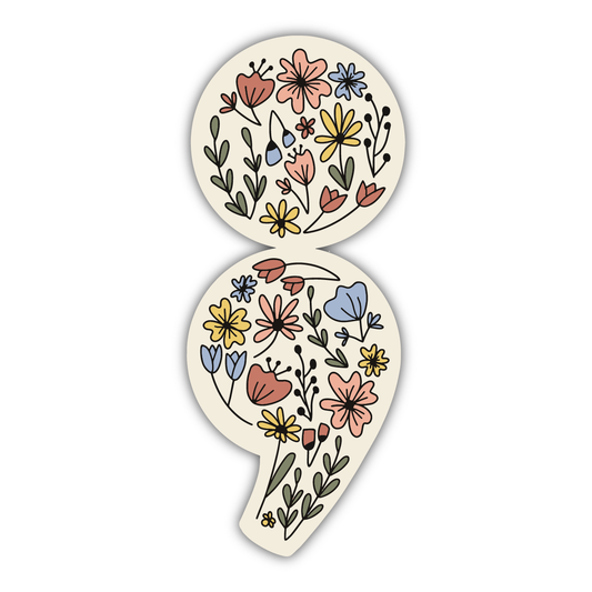 Floral Semicolon Sticker