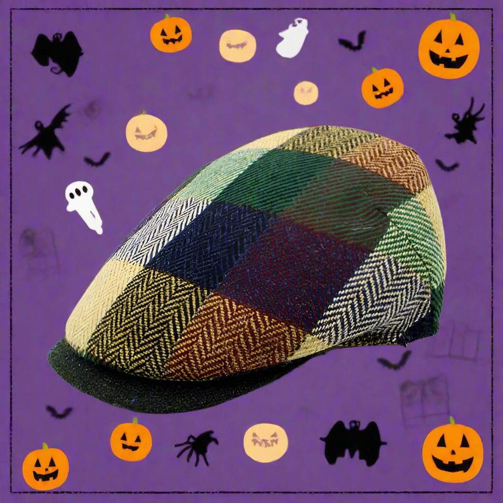 The "Bright Patch" - Greens and Purples Wool Pub Cap by Hologramme Paris