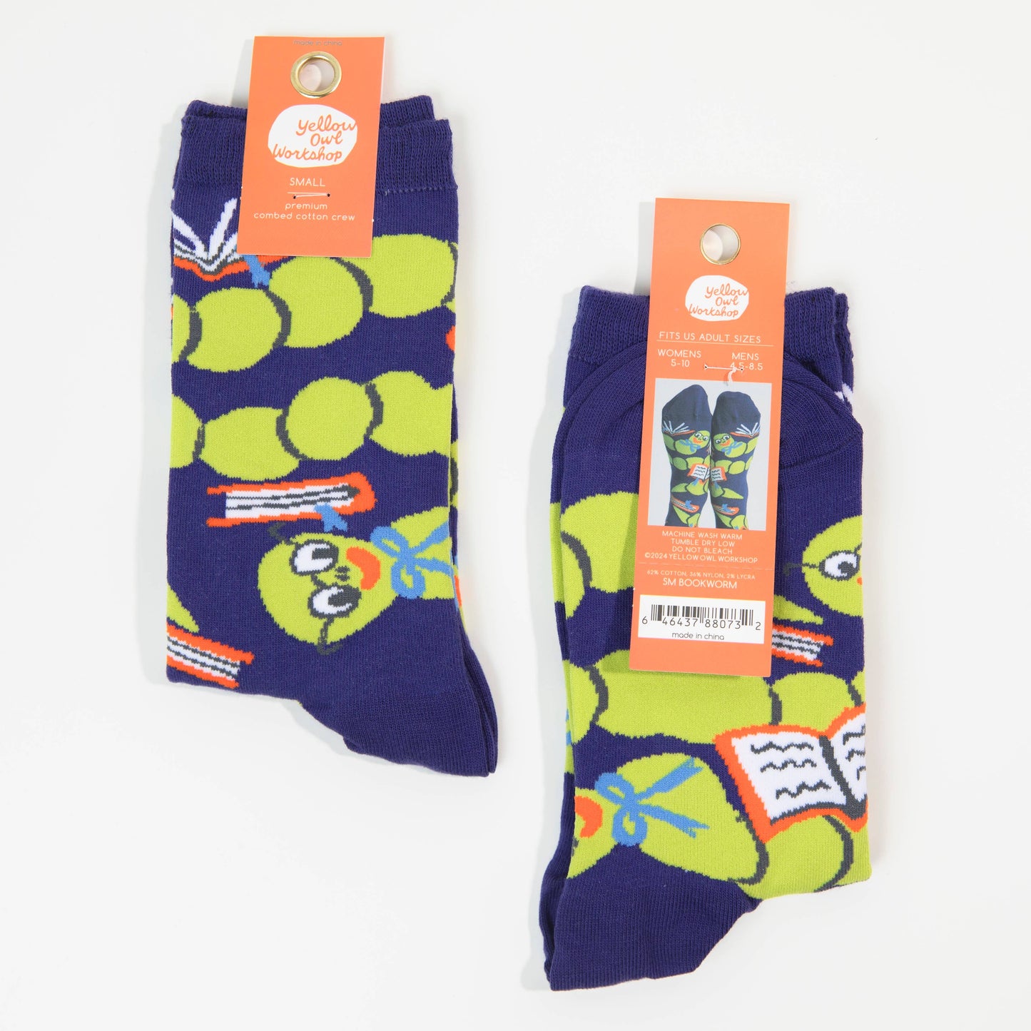 Bookworm Small Crew Socks
