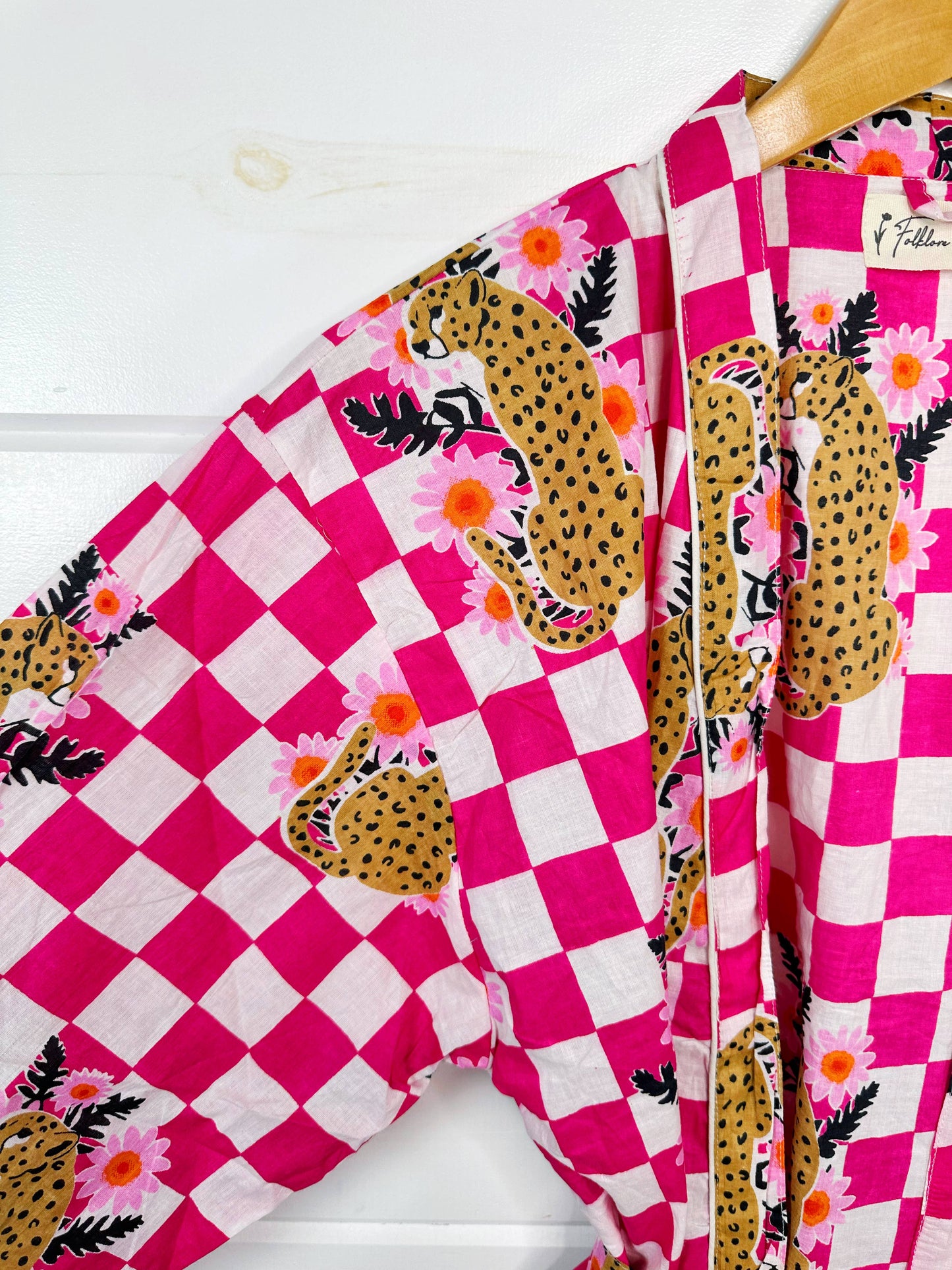 Checkered Pink Jaguar Women's Robe