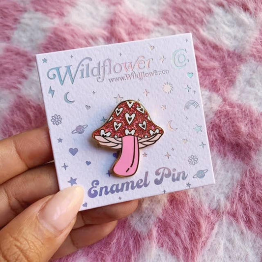 Heart Mushroom Pin