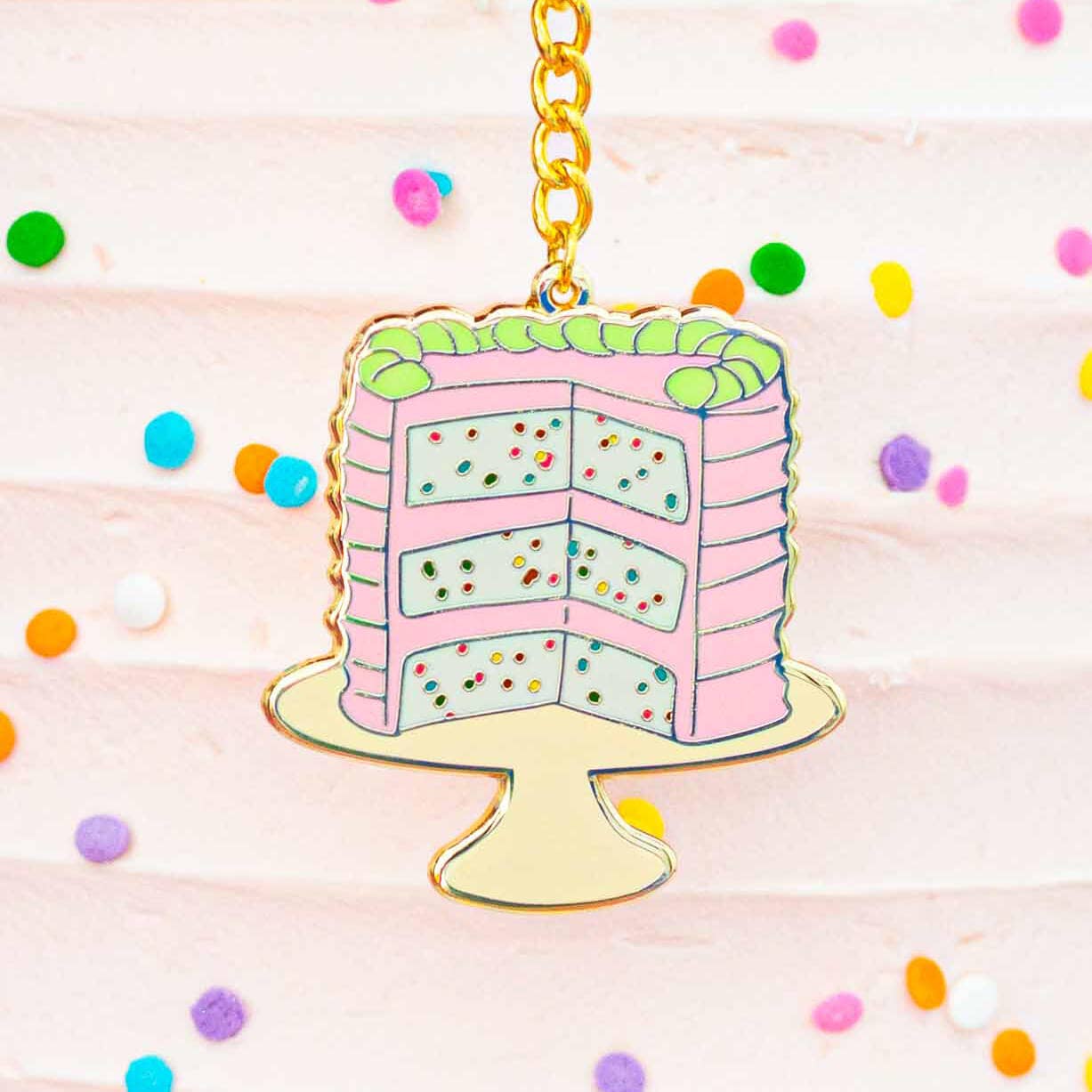 Confetti Cake Enamel Keychain