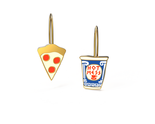 Pizza & Coffee Cup Earrings 