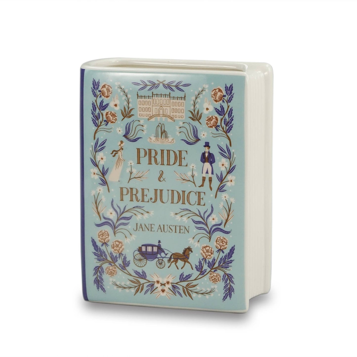 Jane Austen Pride and Prejudice Ceramic Book Shaped Vase