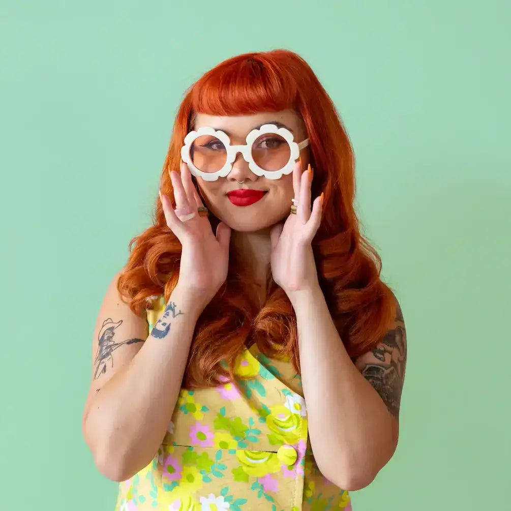 Adult Flower Sunglasses : Pink