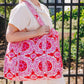 Quilted Tote Bag | Pink Red Tote | Large Shopping Tote Bag