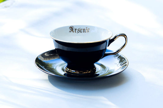 Arsenic Skull Black Gold 7oz Tea Cup and Saucer