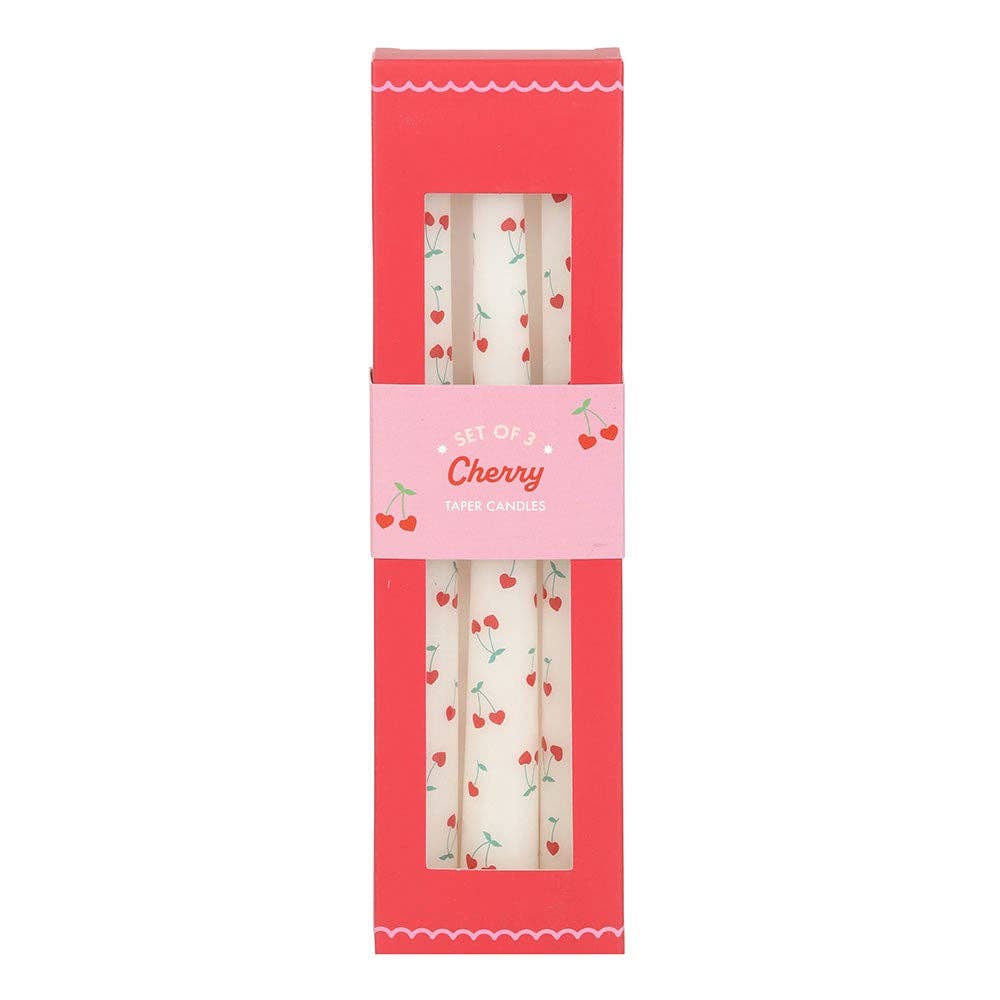 Set of 3 Love Heart Cherry Taper Candles