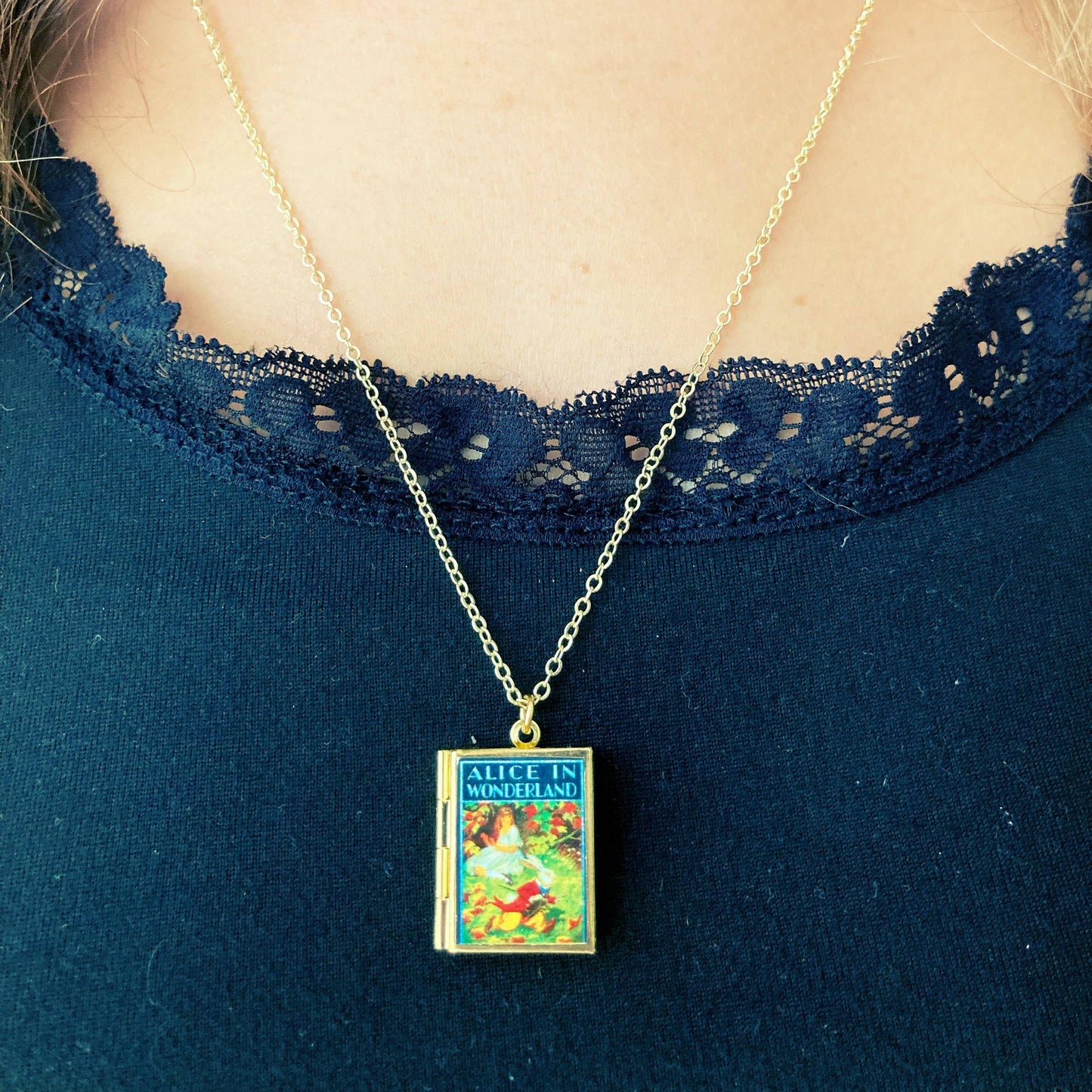 Book Locket Alice In Wonderland Necklace