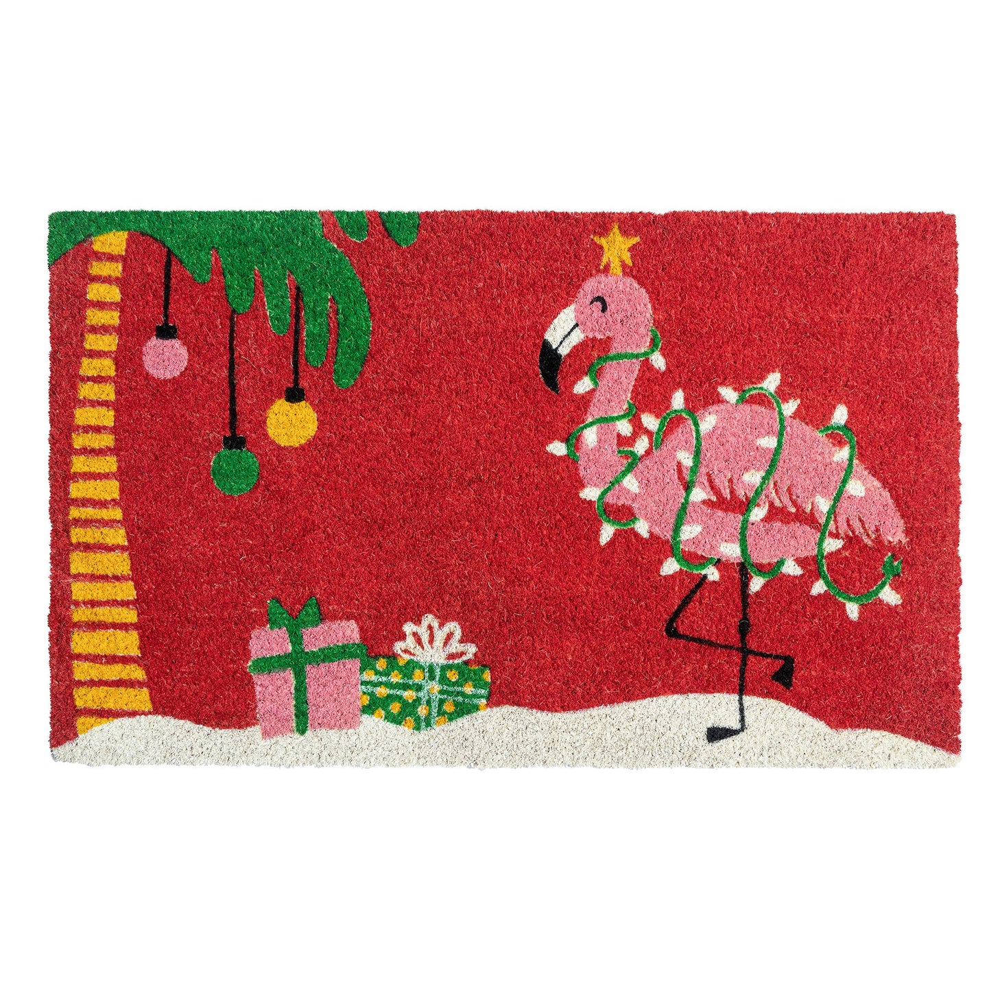 Christmas Flamingo Coir Doormat