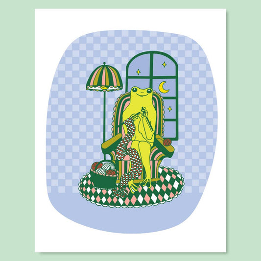 Knitting Frog Print - 11 x 14