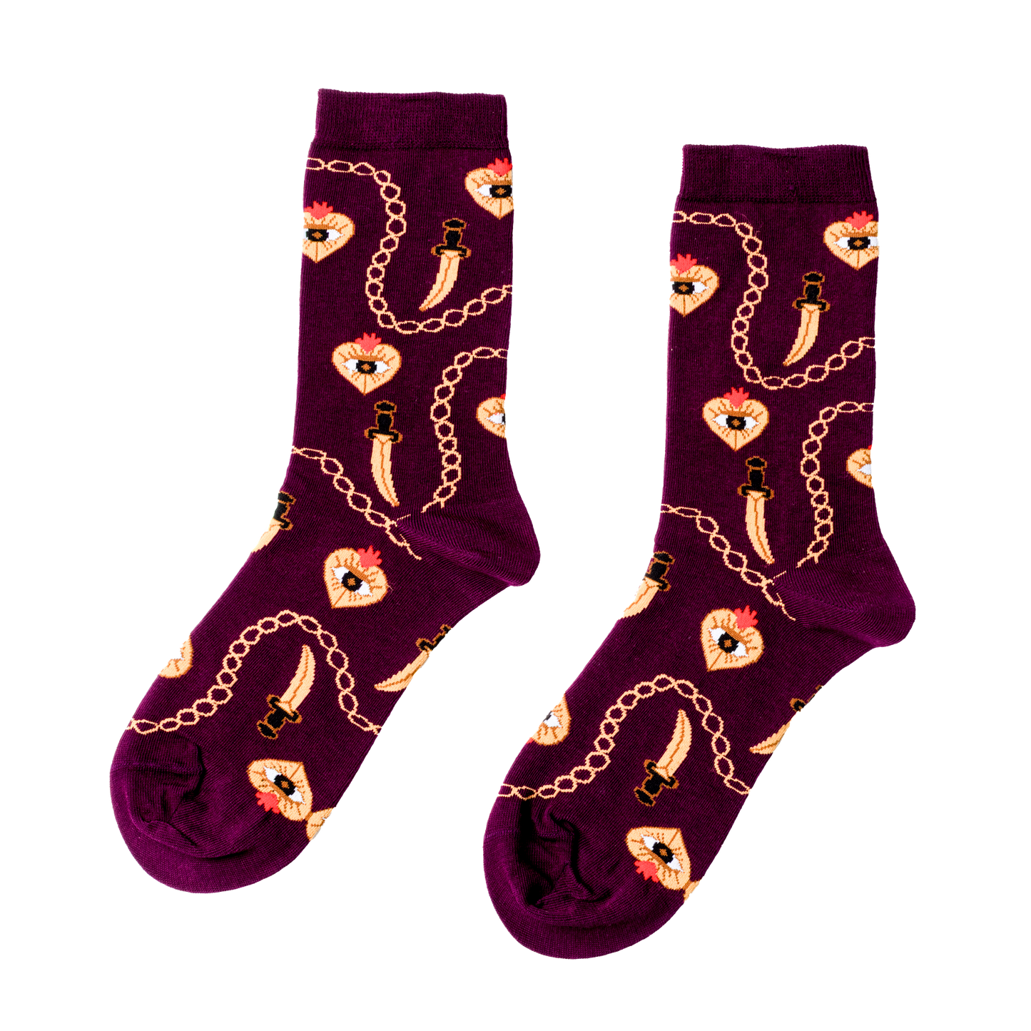 Heart & Dagger - Small Crew Socks - Edgy Witchy Gifts