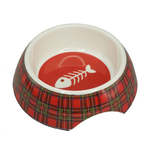 Melamine Tartan Cat Bowl