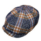 Aberdeen Plaid Newsboy by Alfonso d'Este x FunkyBrims. Navy Blue and Caramel.