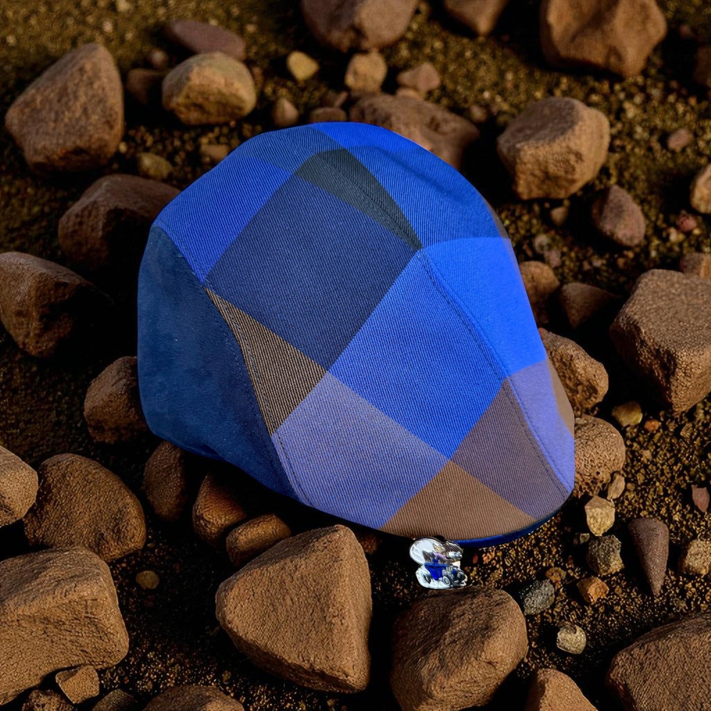 The "Bad Moon" Flannel Flat Cap Hales Speed Shop X FunkyBrims Collab with Cap Pin