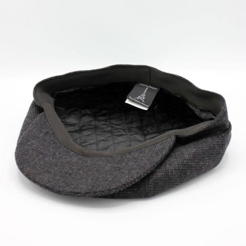 The "Birmingham" - Dark Gray Check Newsboy Cap by Hologramme Paris